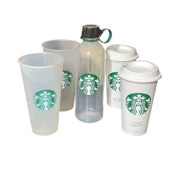 Starbucks 7pc To Go Order Lot Water Bottle Coffee Cup - Picture 1 of 2